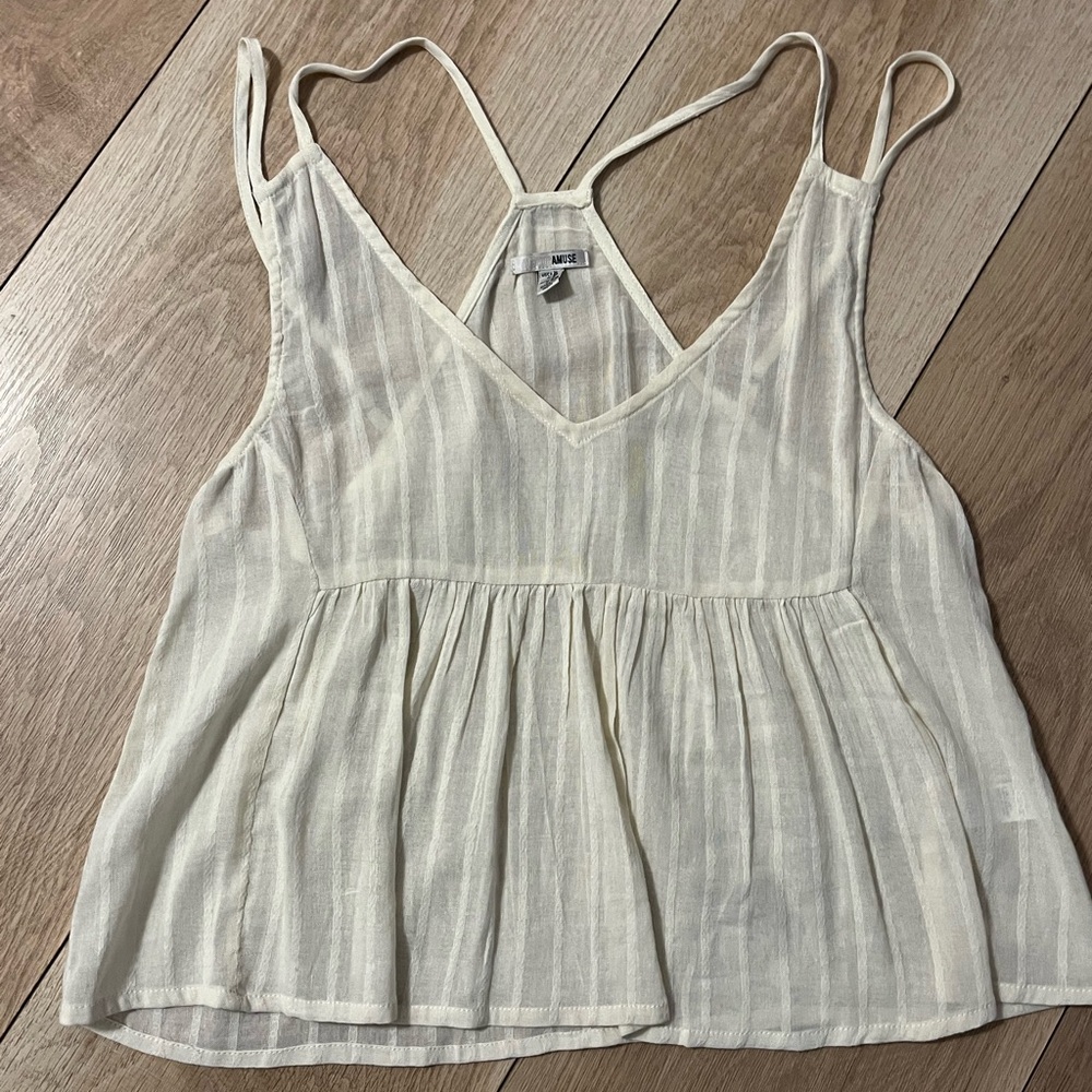 new cream Striped Women's Top